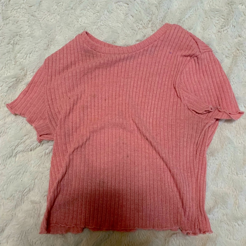 Shein Lettuce trim ribbed T-Shirt